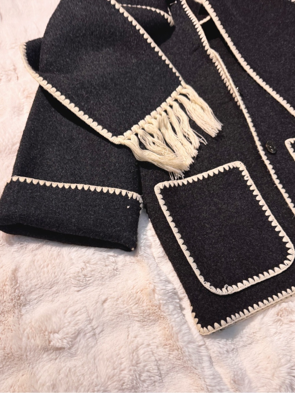 TOTEME Embroidered-Trim Scarf Wool-Blend Jacket - Picture 4 of 8